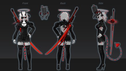 Nier inspired outfit ref sheet